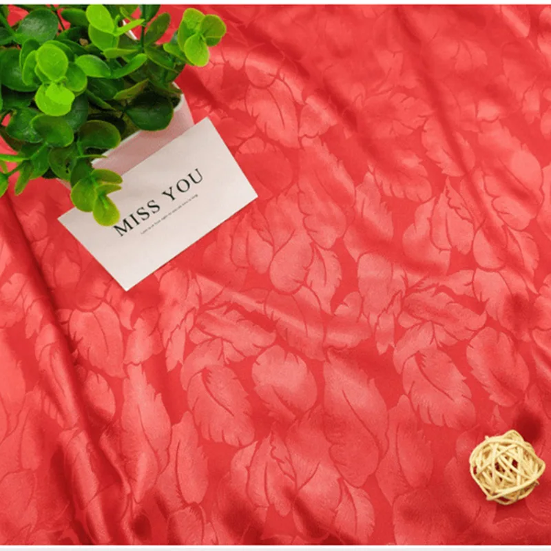 Low Price Fabric Supplier Design 50D Polyester Imitation Silk Satin Feather Jacquard Elastic Fashion Shirt Hanfu Lining Fabric