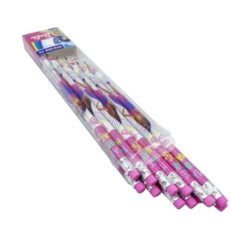 Factory Wholesales Cartoon Fancy Wood HB Pencil With Eraser Stationery Sets For School Durable Pencil Sets