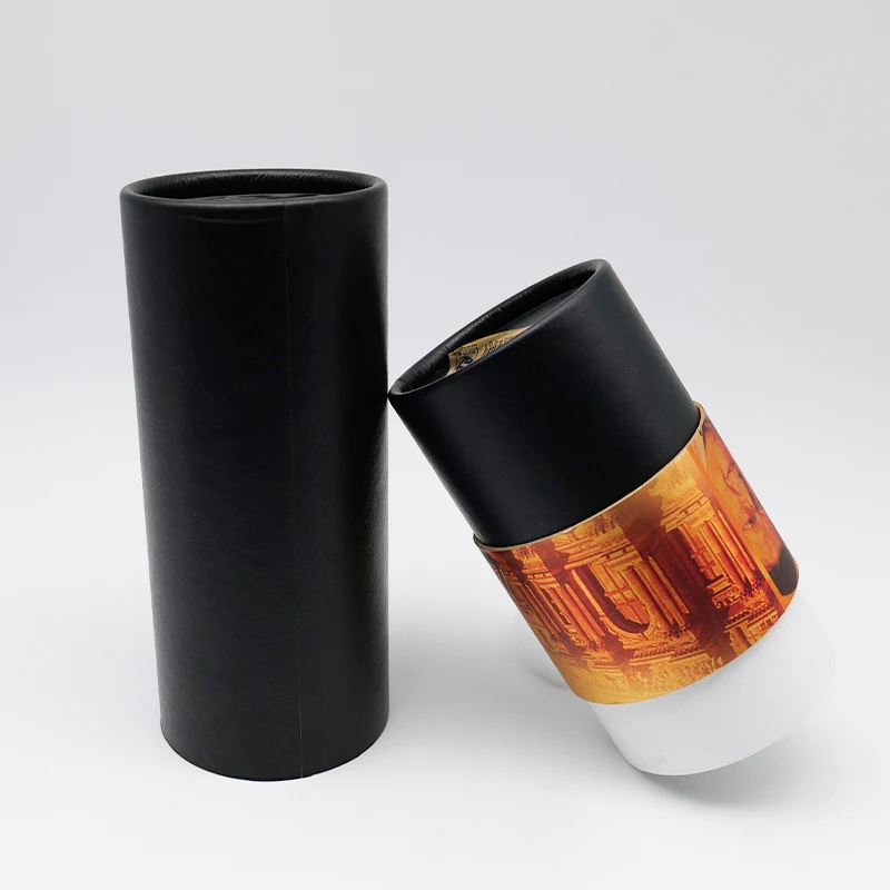 Factory design production empty kraft cylindrical packaging paper red wine cosmetics tube package box