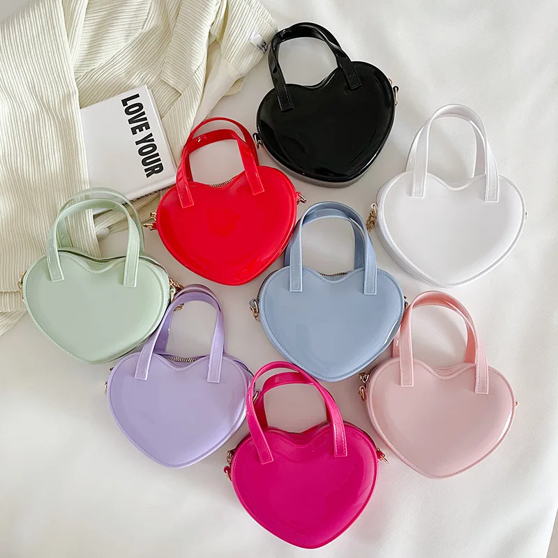 New Designer Custom Bag Women Cute Pvc Shoulder Crossbody Luxury Mini Heart Shaped Kid Handbags Little Girls Purse