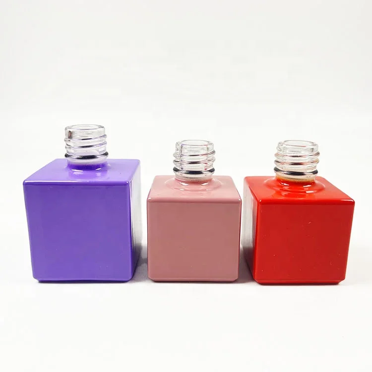 custom square colorful clear empty glass nail polish bottle gel nail polish luxury bottle permanent nail polish  remover bottle