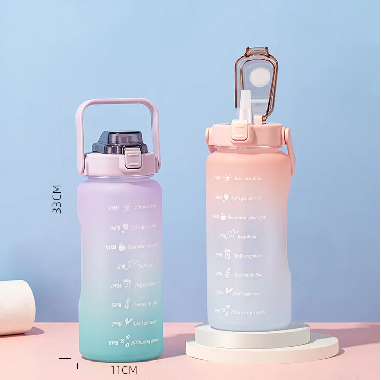2022 2 Liter Water Bottle Gym Motivational Water Bottle With Time Marker