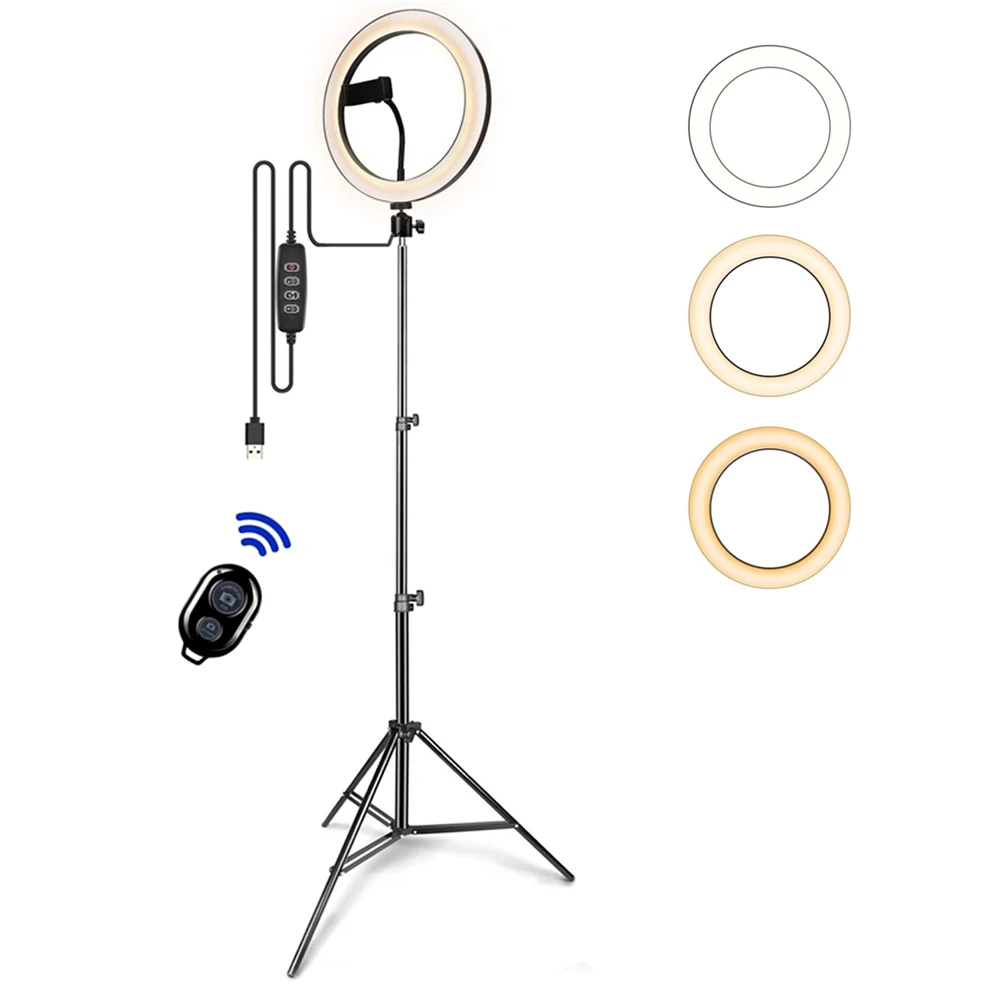 3200K-5600K и кристаллом сиреневого цвета de luz 10 дюймов LED make up кольцо заполняющий свет с регулируемой яркостью Светодиодная Кольцевая вспышка для селфи штатив-Трипод стойка