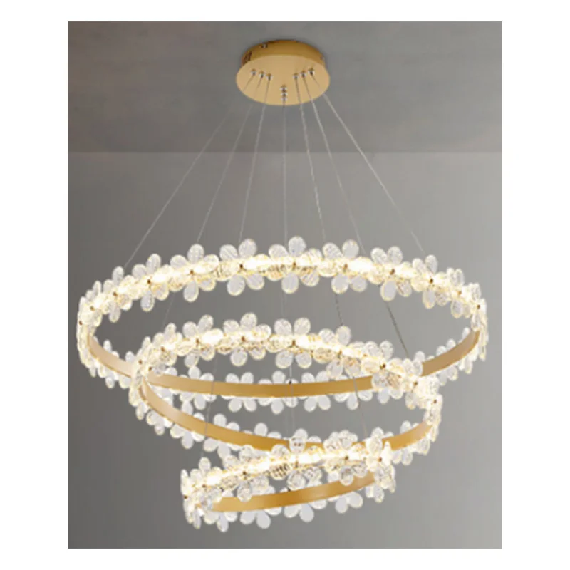 Modern Indoor Home Decoration Ring Pendant Light Luxury Ceiling Crystal Chandelier for Living Room and Restaurant