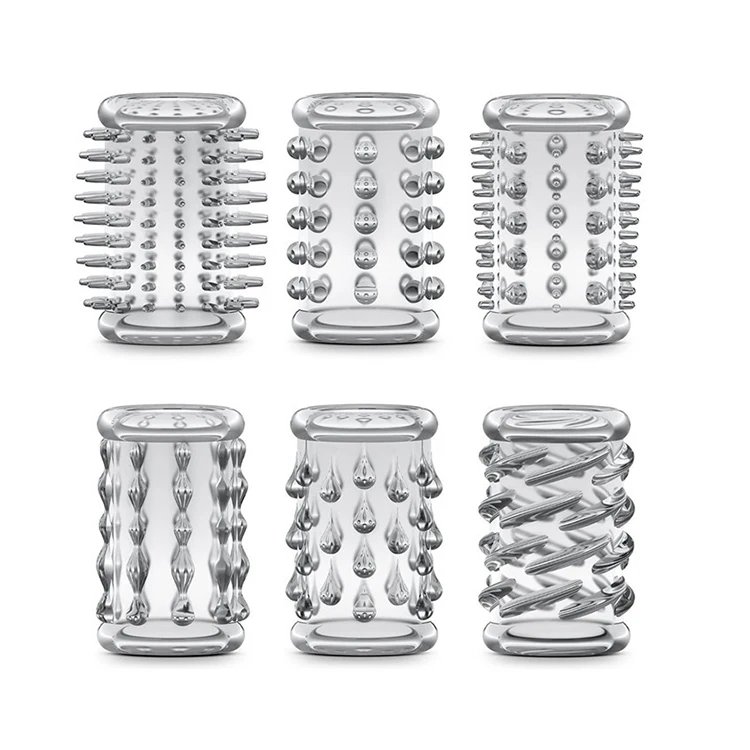 Best Selling Price Male Adult Game 6-Piece Fingertip Penis Ring Extender Sex Toy