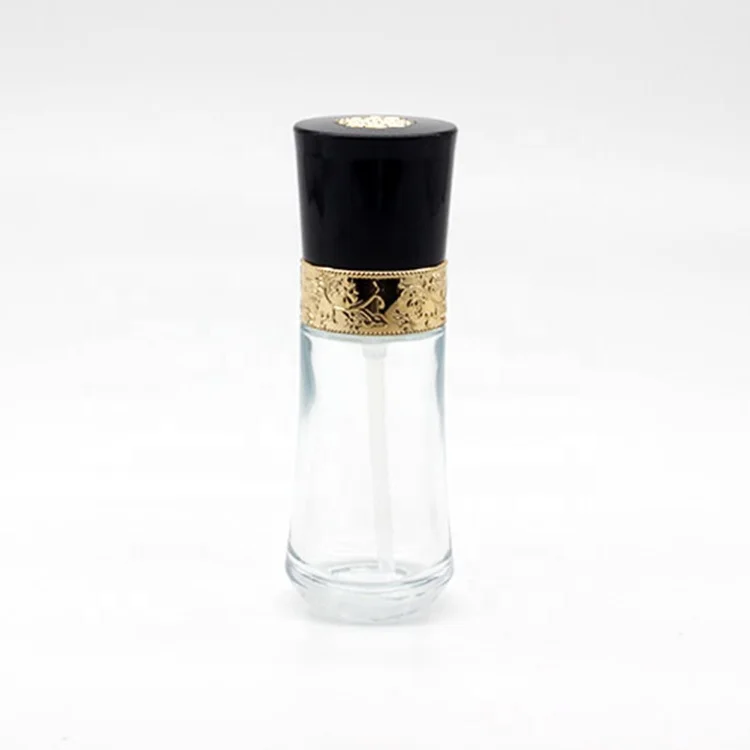 Wholesale 40ml 60ml 100ml 120ml Mini Gold Empty Perfume Glass Bottle Fancy Vintage With Gold Black Cap in Dubai