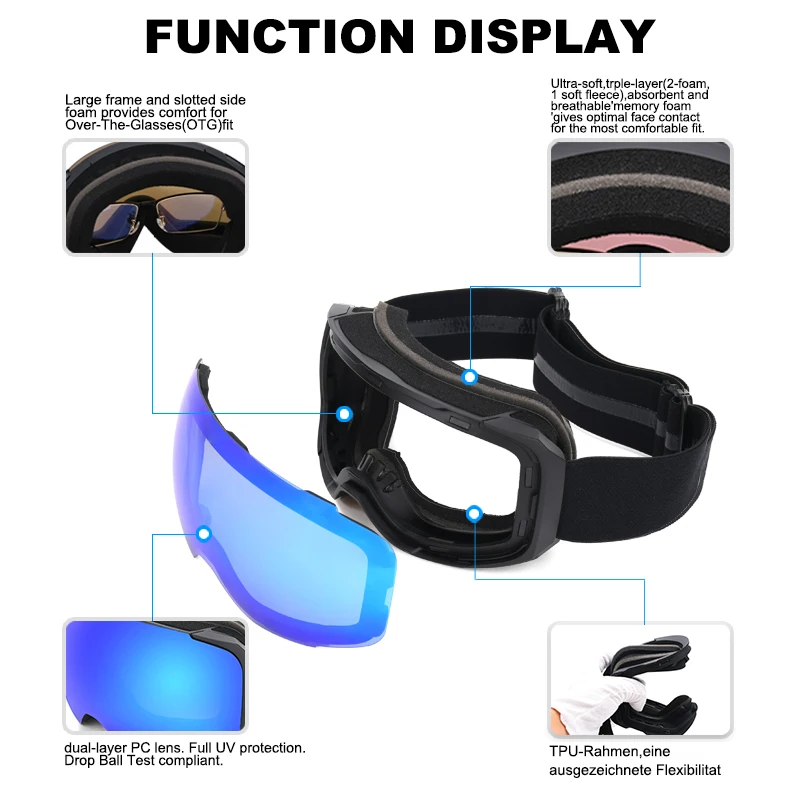 Очки для катания на лыжах, унисекс