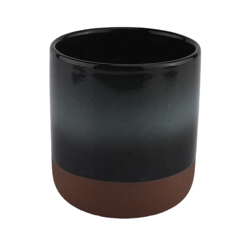 round matte black ceramic candle vessel wholesale
