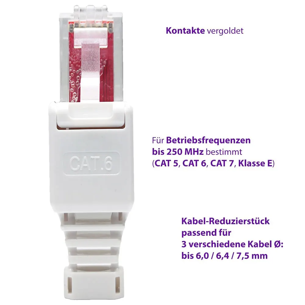 Network Cable Gold Plated tool free plug Ethernet RJ45 Cat5e Cat6 8P8C Pass Through Connector toolless Modular Plug