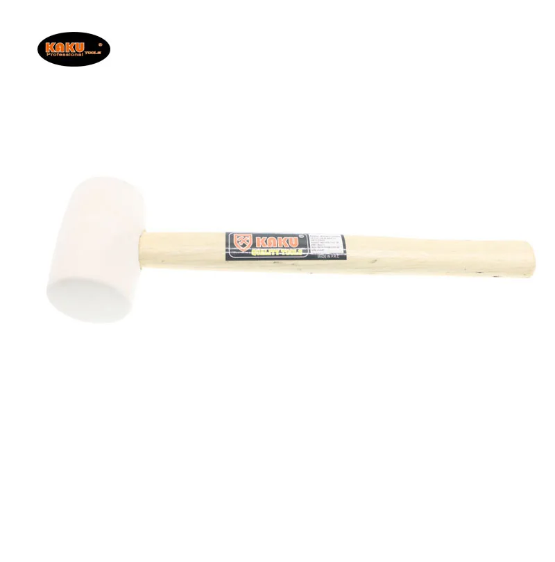 KAKU High Quality Wooden Handle Mallet White Rubber Hammer For Decoration Installation Ceramic Tile