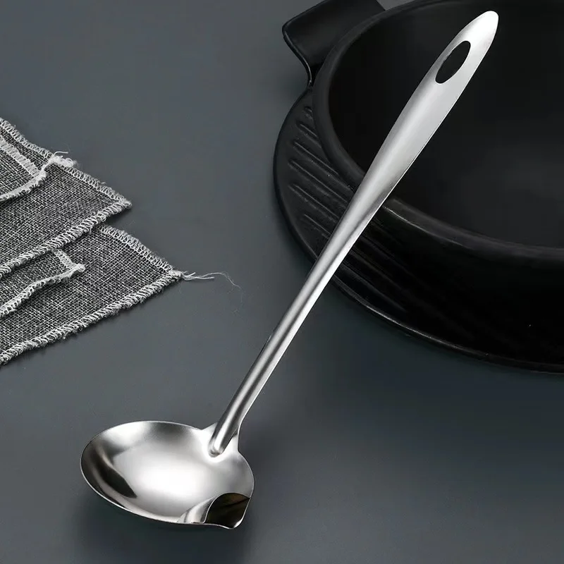 Stainless Steel Long Handle Oil Filter Ladle Spoon Colander & Strainer for Soup & Oil Separation