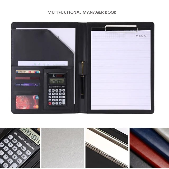 High quality Personalized  PU leather file folder portfolio with custom logo engraved