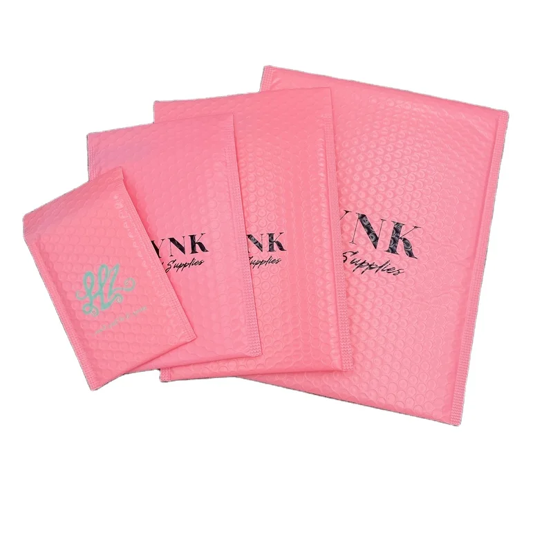 custom logo Pink Poly Bubble Mailers 4*8inch 5*8inch  Self Seal Padded Envelopes Bubble Poly Mailers