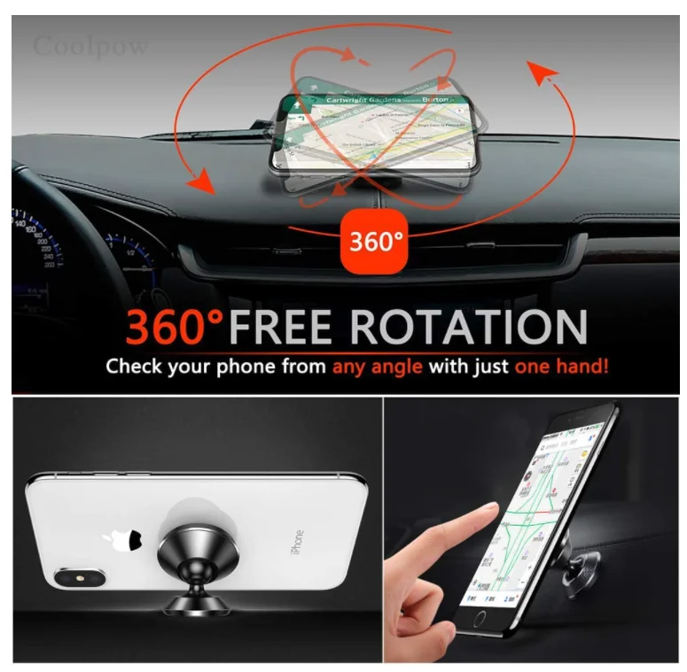  Super Strong 4PCS Magnet 360 Degree Rotating Magnetic Mobile Car Holder with 3M Sticker Universal