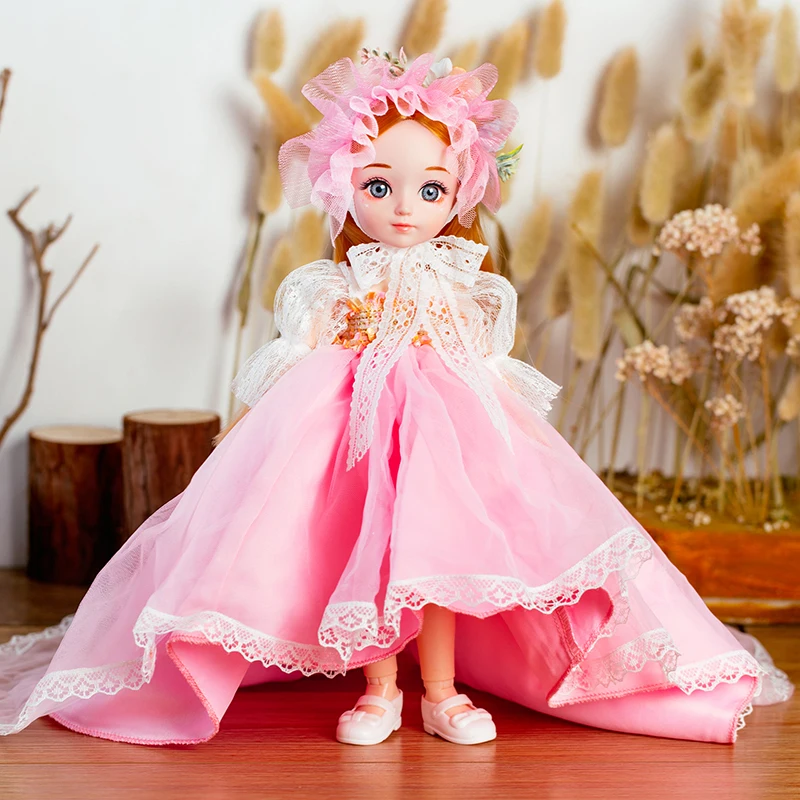 12 Inch Dress Up Dolls Set Girl Plastic Diy Toys Frozen Doll Novelty Gifts For Girl Present Fashion Princess Doll