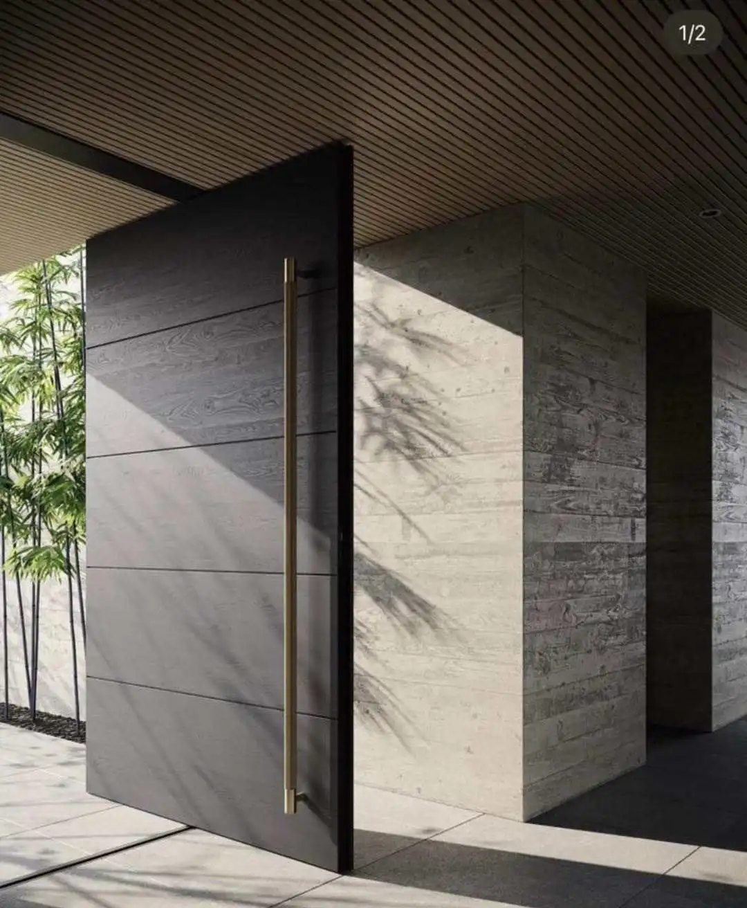 Racer Factory Customized Luxury Solid Brass Villa Wooden Door Handle Push Pull Glass Front Door Handle For Hotel