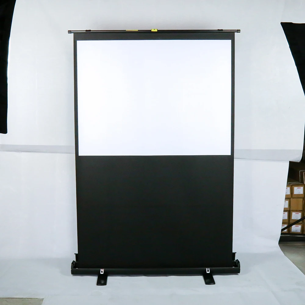  White 100 80 inch 4:3 16:9 with Stand Pop Roll Up Retractable Floor Standing Rising Portable Projection Projector