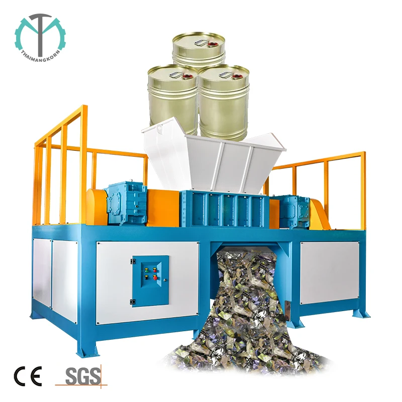plastic double shaft shredder tyre recycling industrial machines