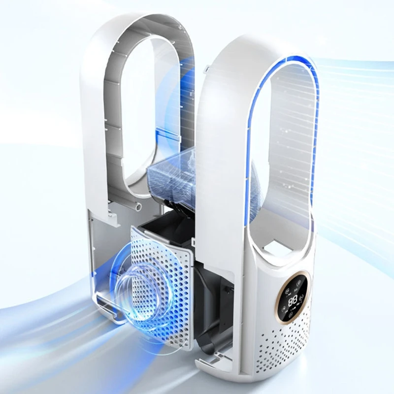 Bladeless Small Cooling Fan Portable USB Air Cooling Fan Adjustable Low Noise Vertical Desktop Fan