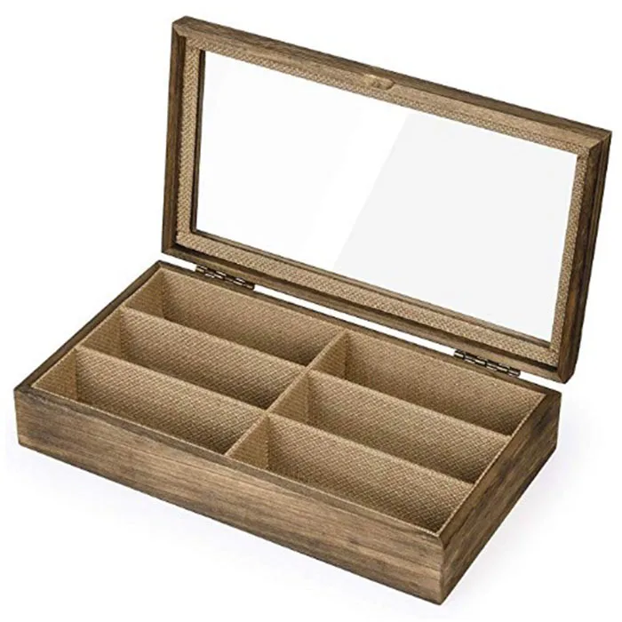  Футляр для солнцезащитных очков органайзер с 6 отделениями деревянная коробка верхней крышкой