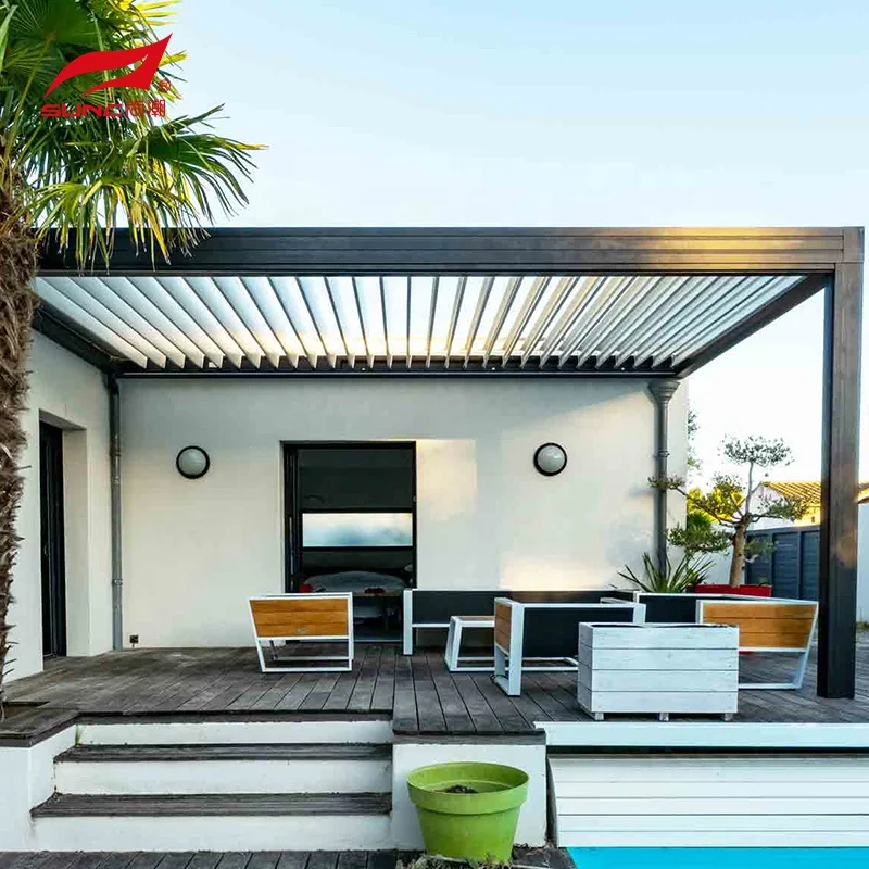 Modern Motorized Pergola 5x5 Kits Gazebo Outdoor Bioclimatica Waterproof Louvered Aluminium Garden Pergolas