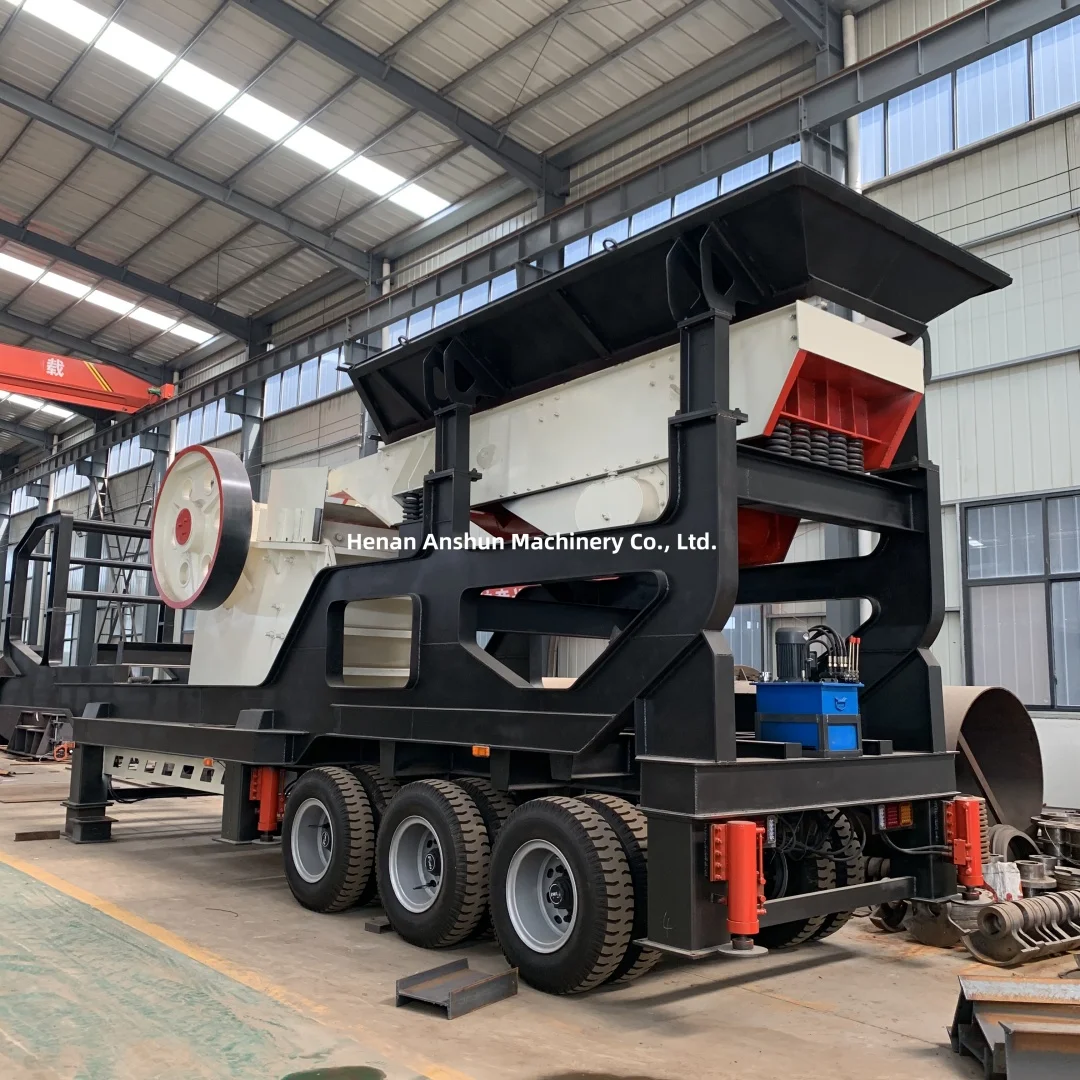 Mining mini jaw crusher mobile stone crushing plant with conveyor for quarry rock concrete