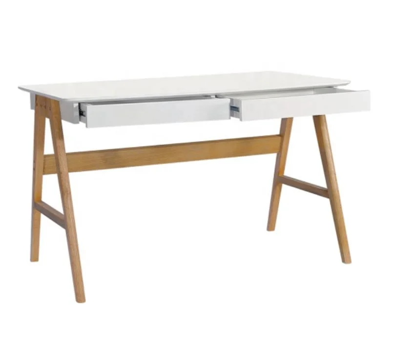 Manual height adjustable office tables work desks Oak Veneer Pu Painting Work Desk With Oak Legs - 9612 Oak