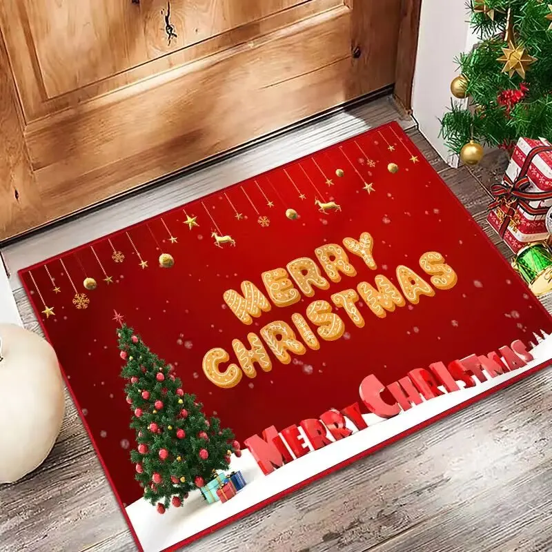 christmas festival rugs  faux  Cashmere carpet for the door with Christmas elements  factory direct supply mat high brand carpet