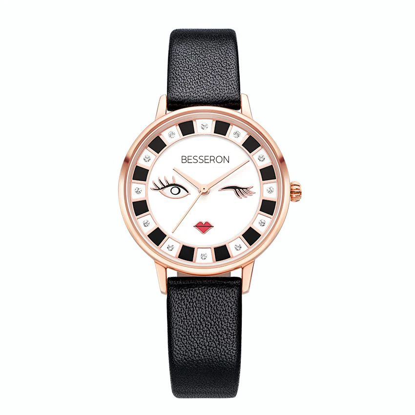 ladies Face dial customize logo japan movt quartz watch stainless steel elegant women watch 3D make-up face