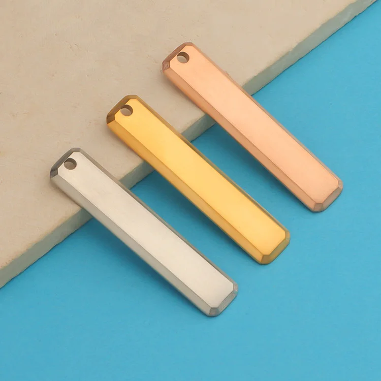 Custom Wholesale Hot Selling Good Price Quality Stainless Steel Non Tarnish Rectangle Bar Jewelry Blank for Engraving