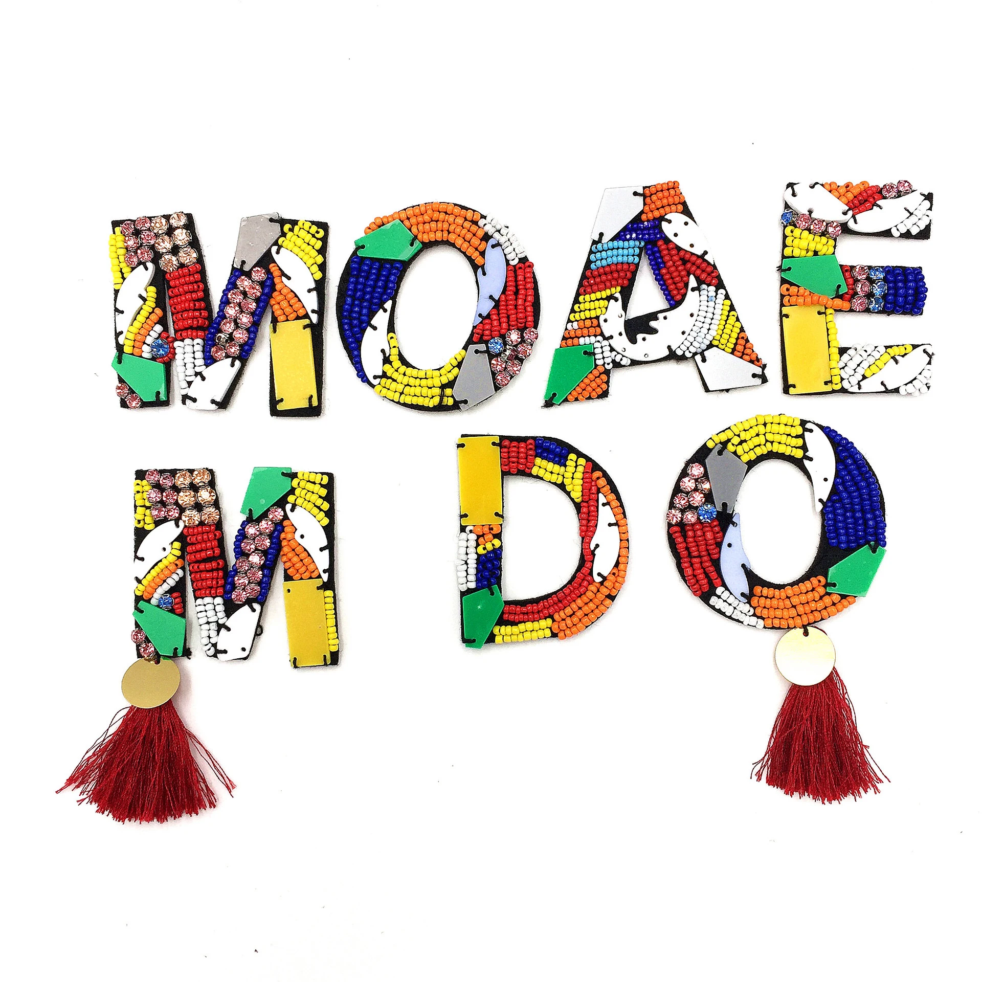fashion colorful bead sew on alphabet patches handmade beading A-Z letter patches for garment clothing embellishment
