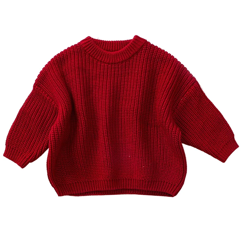 Recommend Winter Kids Clothes Long Sleeve Mix Plain Chunky Knitted Cotton Sweater Baby Sweaters Pullover