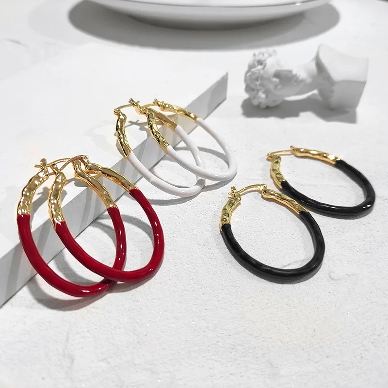 
Popular Statement Earrings Big Color Matching Metal Circle Earring 14K Gold Hoop Earrings 