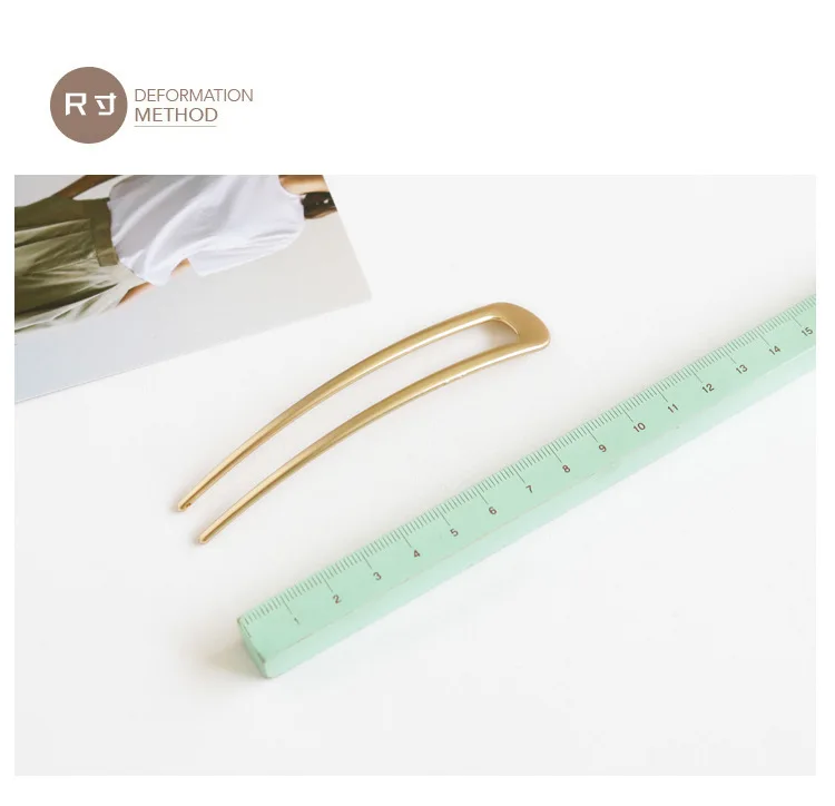 
Hair Accessories Hairpin Chop Sticks Jewelry Women Colorful Hair Sticks U Shape Asymmetric metal Hair Sticks Plastic 