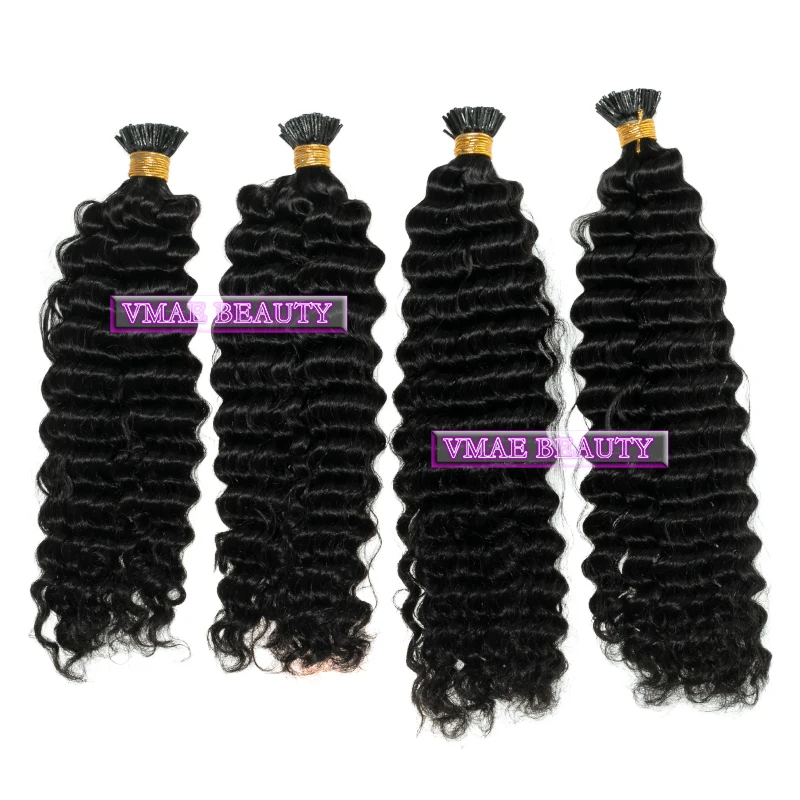VMAE Wholesale Unprocessed Virgin Hair 100g 1g per strand NC 4A 4B 4C Afro Kinky Curly Vietnamese I Tip Human Hair Extensions
