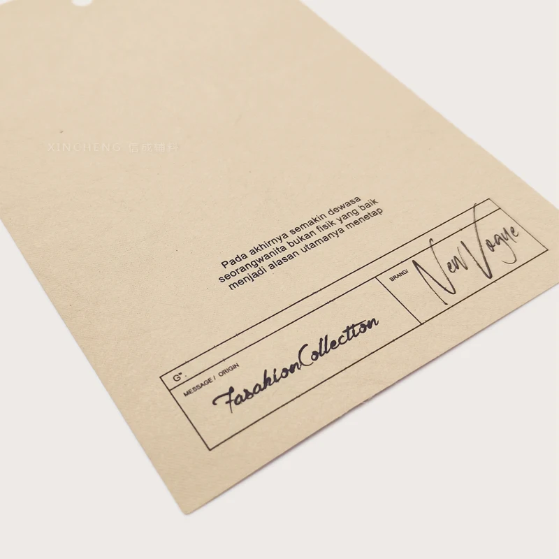 Newly designed silver denim label brand custom logo printing thickened paper card clothing hanging label clothing hanging label