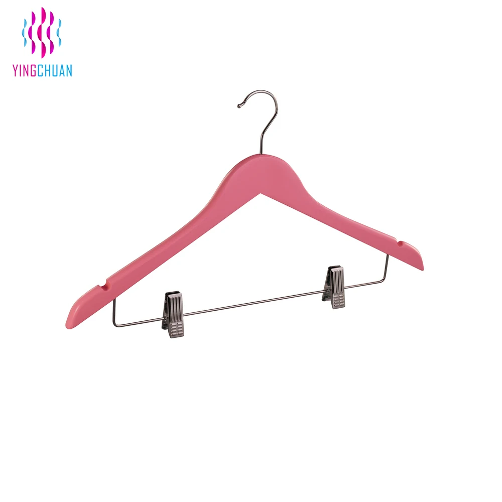 Wholesale Wood Clip Hanger Non Slip Boutique Wooden Clothes Hanger for Clothing Shop