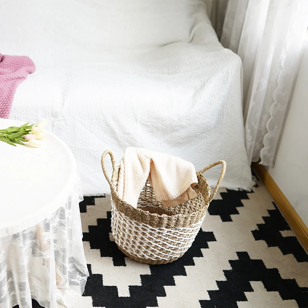 High Quality Wicker Picnic Basket Organizer Dirty Clothes Decorative Laundry Hamper With Handle