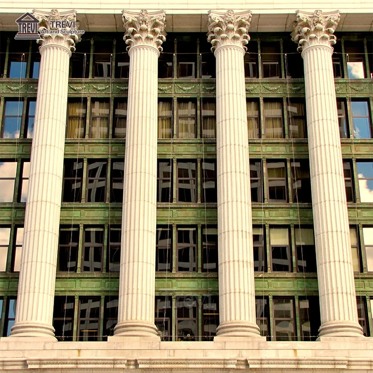 Indoor Outdoor Decorative Marble Round Pillar White Stone Roman Column for Sale