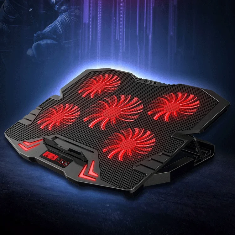 Laptop Cooler Fan Adjustable Folding Dual USB Notebook Cooler Hot Selling 15.6 Inch 5 Fans 125 and 70 Air-cooled Ice COOREL K5