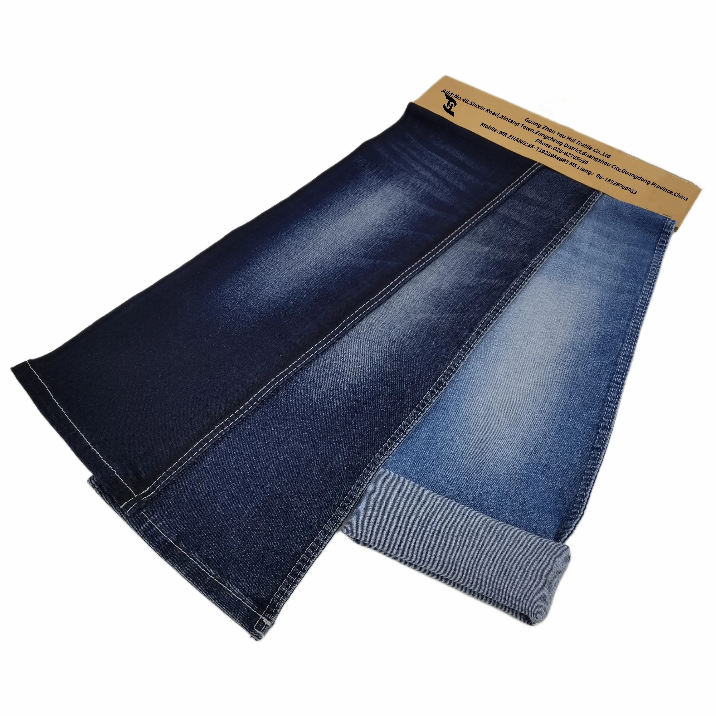 high quality stock lot 80% cotton TC spandex after washing Indigo Blue denim fabric for jeans