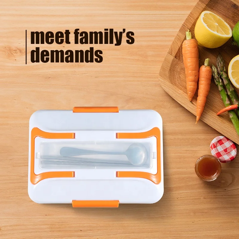 50W 3 Compartments Stainless Steel Container Food Warmer Heater Box Car Electric Portable Tiffin Lunch Box For Heating Meal