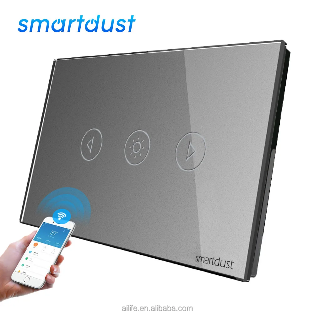 Tempered Glass smart remote control switches  Zigbee  Smart Home Curtain Shutter Roller Switch