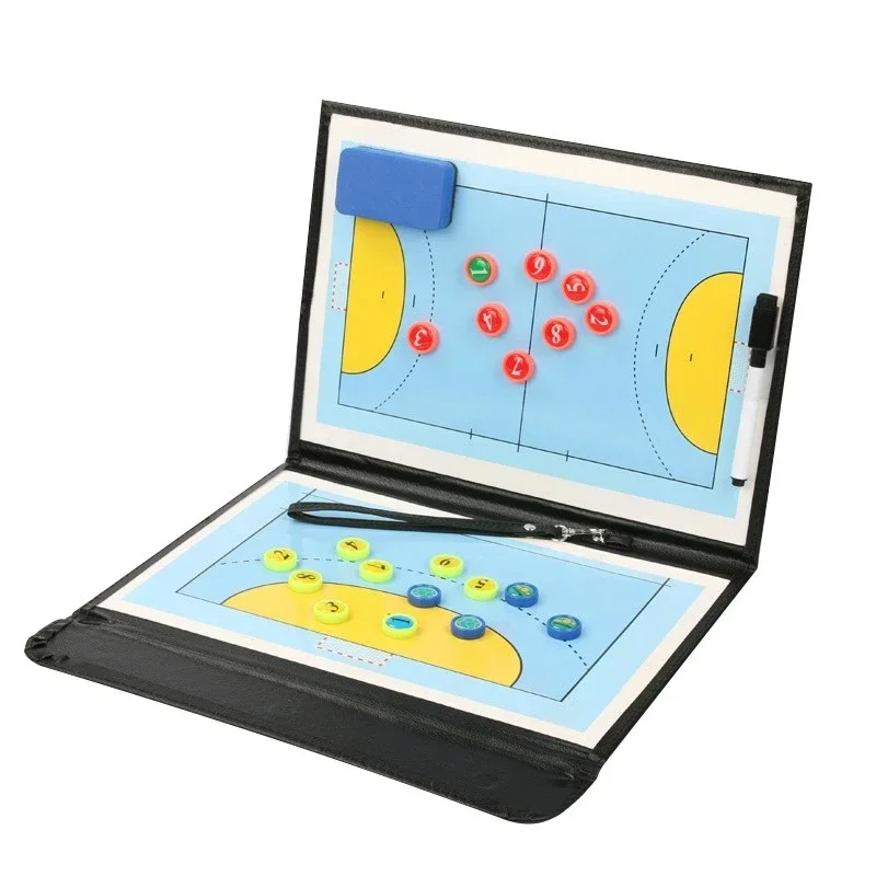 Portable Handball Tactical Board Basketball Board Tactic Foldable PU Handball Basketball Game Board Training Clipboard referee