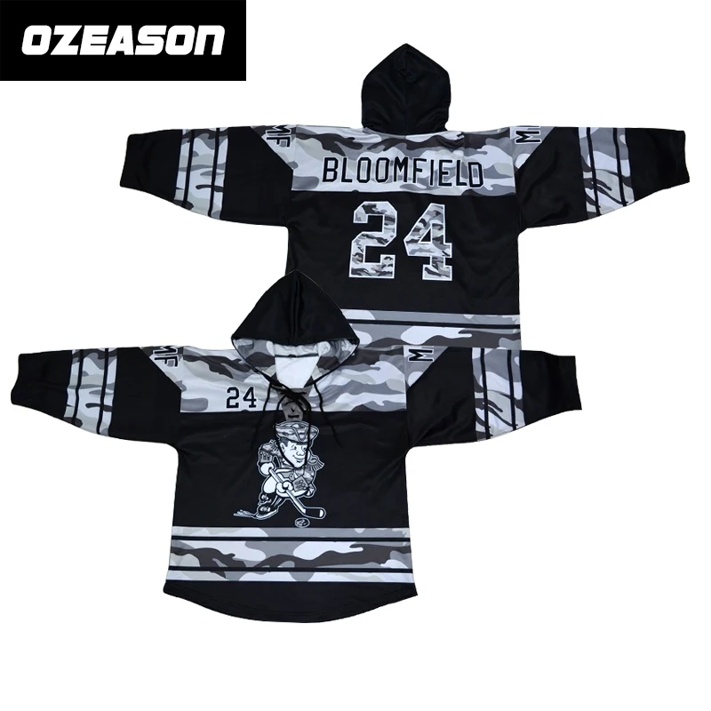 100% polyester hockey jerseys made in china custom logo men sublimated ice hockey jersey hoodie