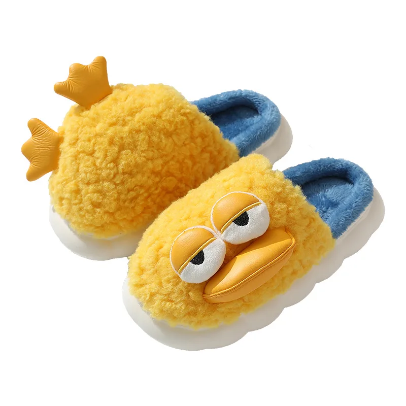 Kawaii cute cartoon duck animals slippers soft cozy anti slip fluffy lined house indoor slippers for women and men