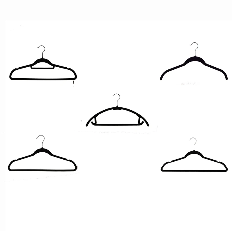 360 Degree Rotatable Clothes Hooks Velvet hangers 50 pack Wholesale Durable Clothes Black non-slip Satin Hangers
