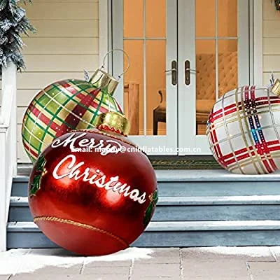 Decorative Christmas Inflatable Ball Attractive PVC Xmas Party Inflatable Ball Toy Garden Decor - 1 (red, 12)