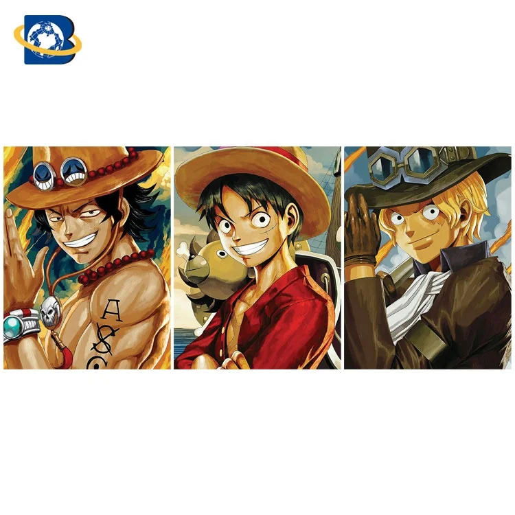 
3d anime poster Japanese triple transition anime picture flip effect poster of ONE PIECE 
