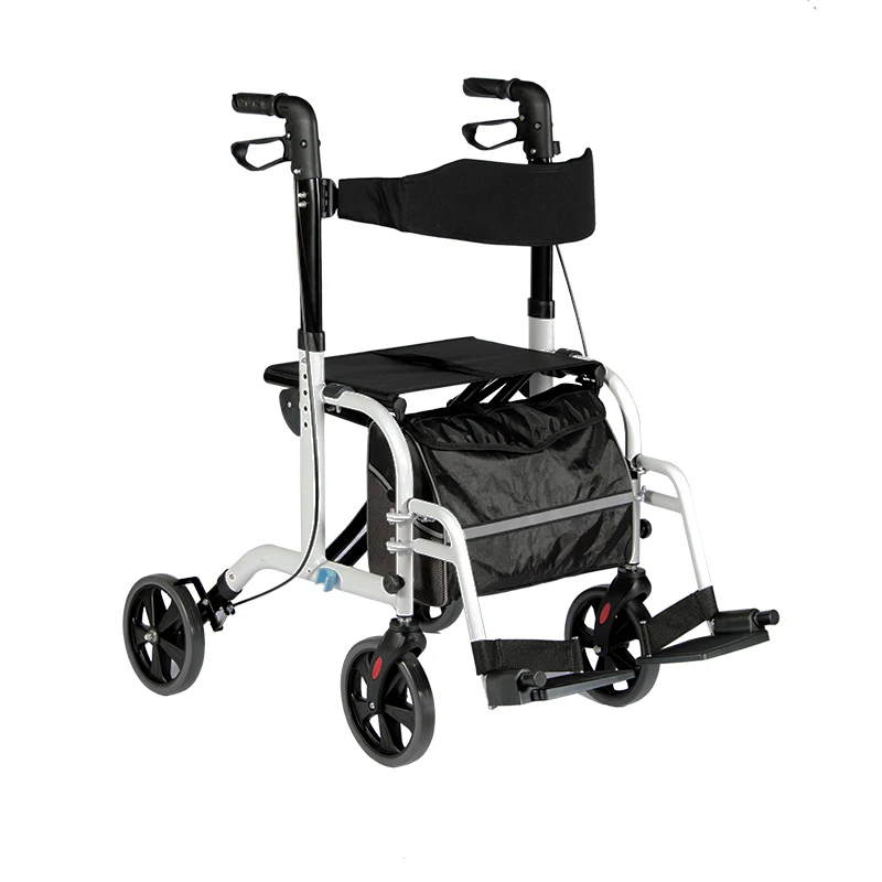 New 2020 Folding 4 Wheels Disabled Rollator Walker With Seat and Footrest